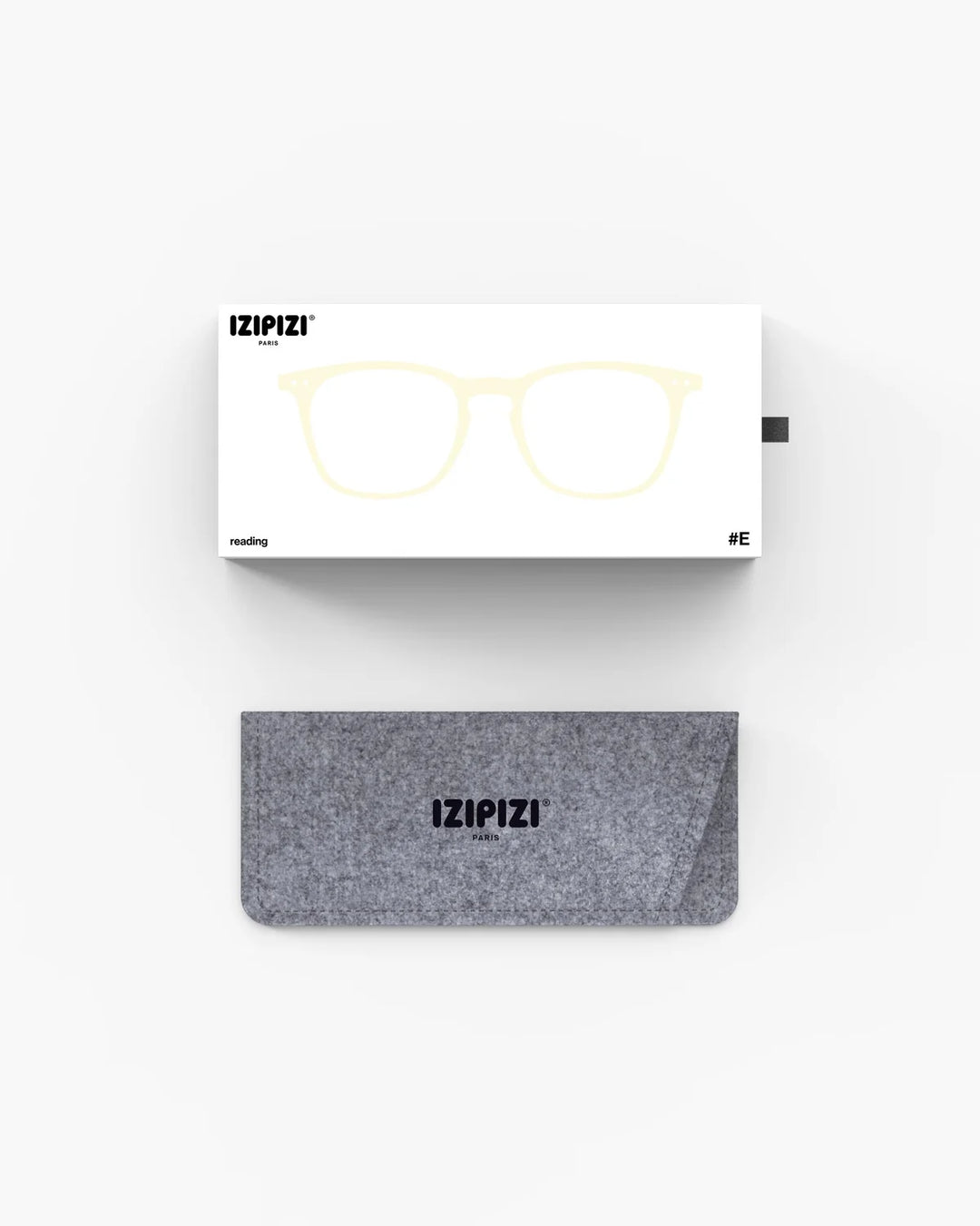 IZIPIZI READING #E Sandstorm reading glasses with glossy champagne nude rectangular frame and warm tortoiseshell temples