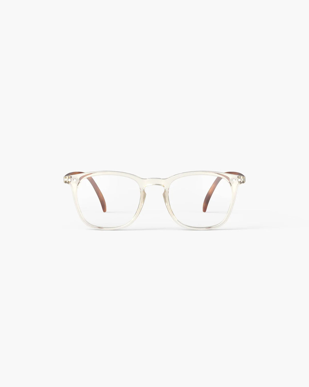 IZIPIZI READING #E Sandstorm reading glasses with glossy champagne nude rectangular frame and warm tortoiseshell temples