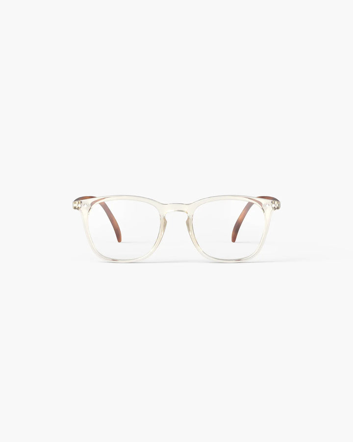 IZIPIZI READING #E Sandstorm reading glasses with glossy champagne nude rectangular frame and warm tortoiseshell temples