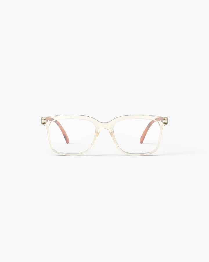 IZIPIZI READING #L Sandstorm reading glasses with glossy champagne nude rectangular frame and warm tortoiseshell temples