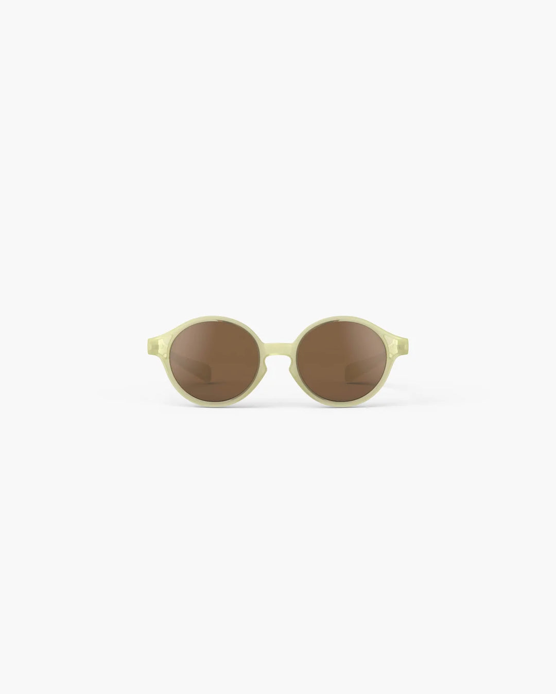 IZIPIZI BABY #D Vanilla polarized baby sunglasses with shiny pale yellow frame, grey-green lenses and 100% UV protection