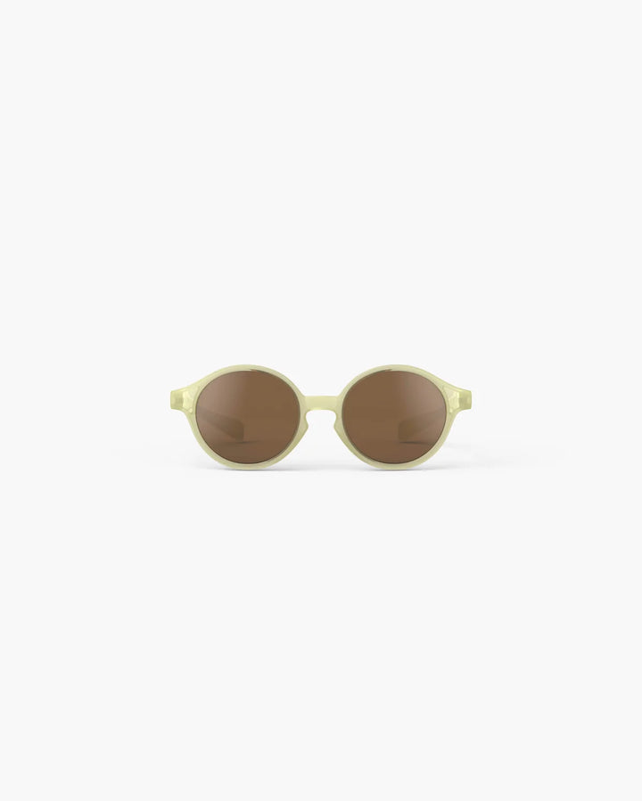 IZIPIZI BABY #D Vanilla polarized baby sunglasses with shiny pale yellow frame, grey-green lenses and 100% UV protection