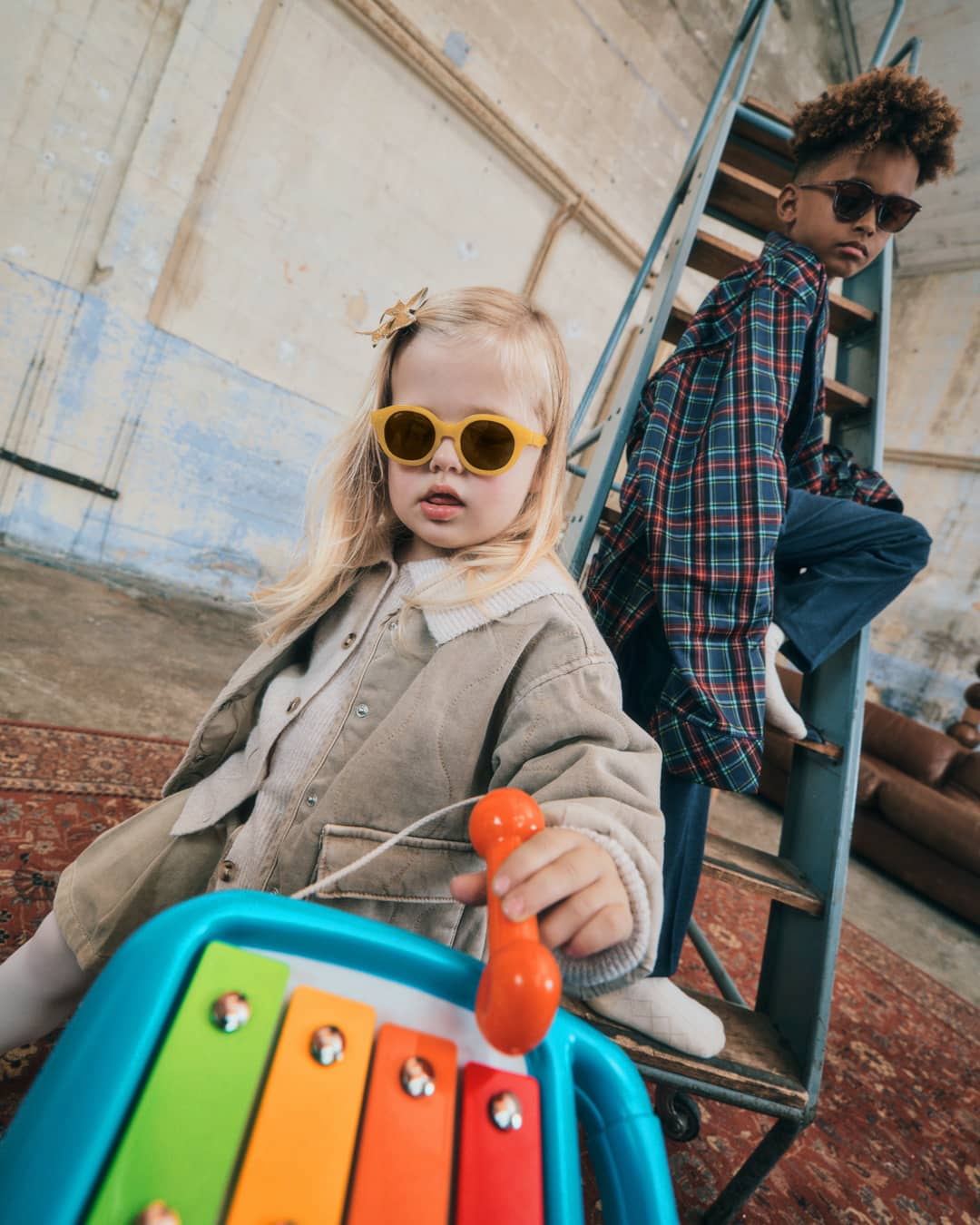Sun Junior Shape #E The Trapeze - Old Leather - نظارات
