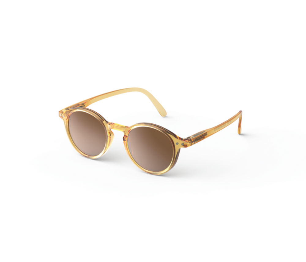 Round kids sunglasses for ages 3 to 5 with golden-toned frame by Izipizi