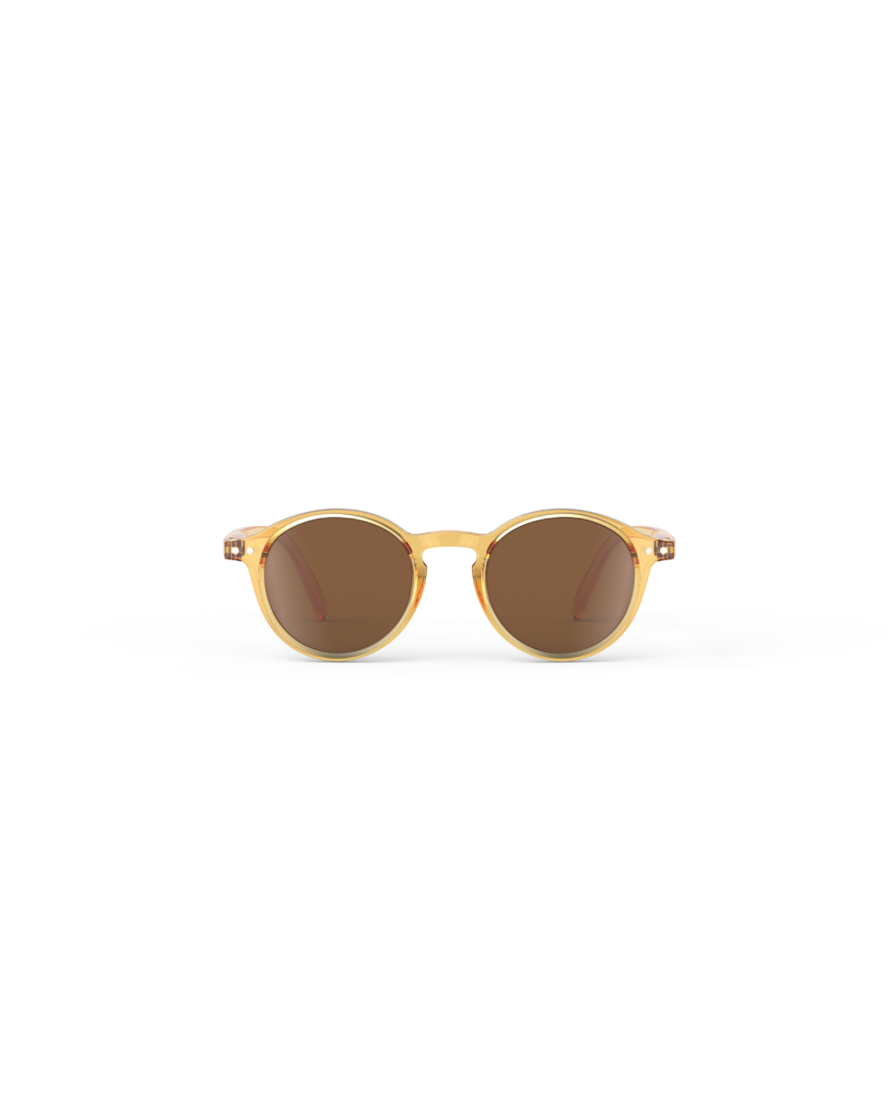 Round kids sunglasses for ages 3 to 5 with golden-toned frame by Izipizi