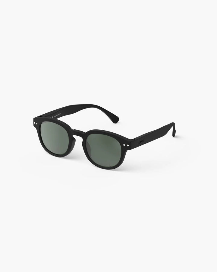 IZIPIZI CHILD #C Black polarized kids sunglasses with soft-touch black frame, grey-green lenses and 100% UV protection