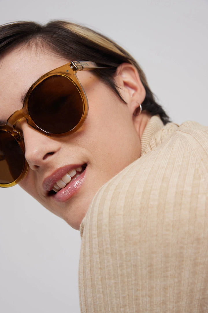 Sun Adult Shape #M The Panthos Oversize - Golden Green - نظارات