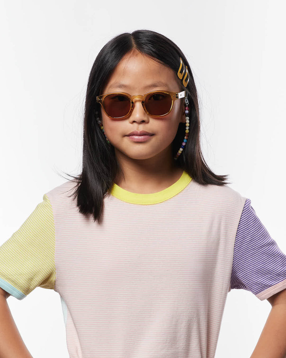 IZIPIZI CHILD #C Golden Green polarized kids sunglasses with shiny olive-green frame, brown lenses and 100% UV protection