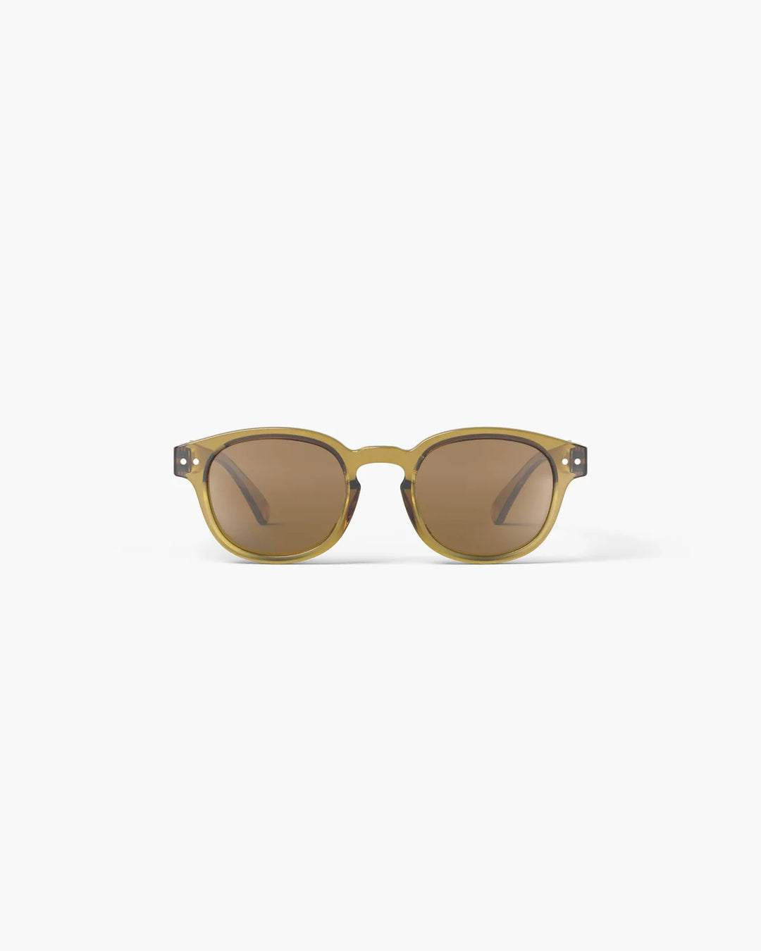 IZIPIZI CHILD #C Golden Green polarized kids sunglasses with shiny olive-green frame, brown lenses and 100% UV protection