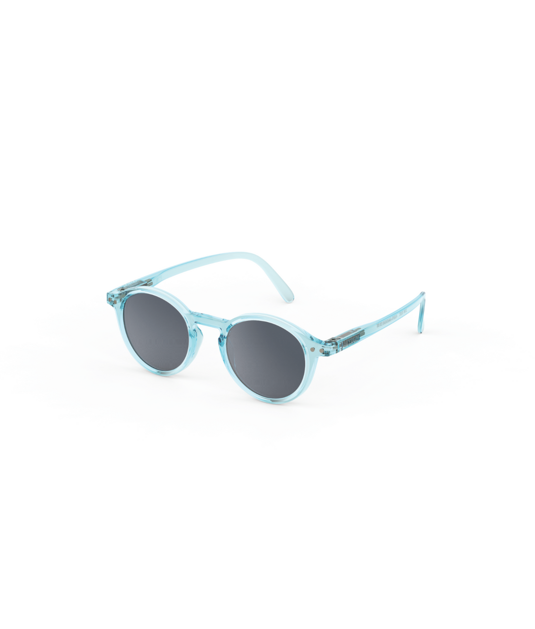 Round kids sunglasses for ages 3 to 5 with turquoise-toned frame by Izipizi