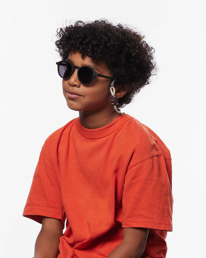 IZIPIZI CHILD #D Black polarized kids sunglasses with Soft Touch black pantos frame and grey-green polarized lenses