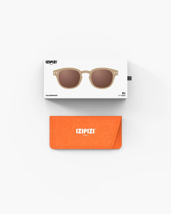 IZIPIZI CHILD #C Macchiato polarized kids sunglasses with shiny beige-brown frame, brown lenses and 100% UV protection