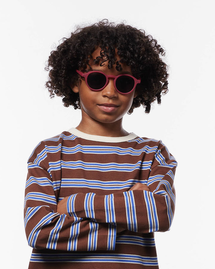 IZIPIZI CHILD #D Cranberry polarized kids sunglasses with glossy pink pantos frame and grey-green polarized lenses