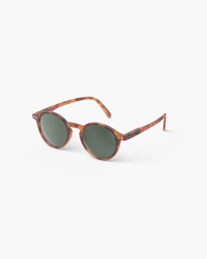 IZIPIZI CHILD #D Havane polarized kids sunglasses with brown caramel tortoiseshell frame, Soft Touch finish and green polarized lenses