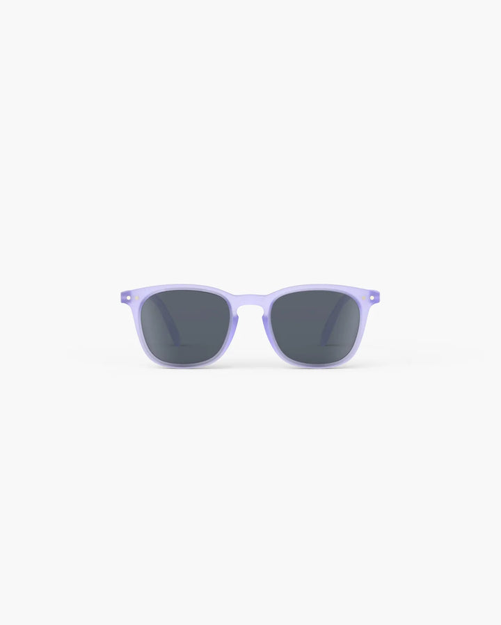 IZIPIZI CHILD #E Lavender polarized kids sunglasses with soft purple rectangular frame and grey-green polarized lenses