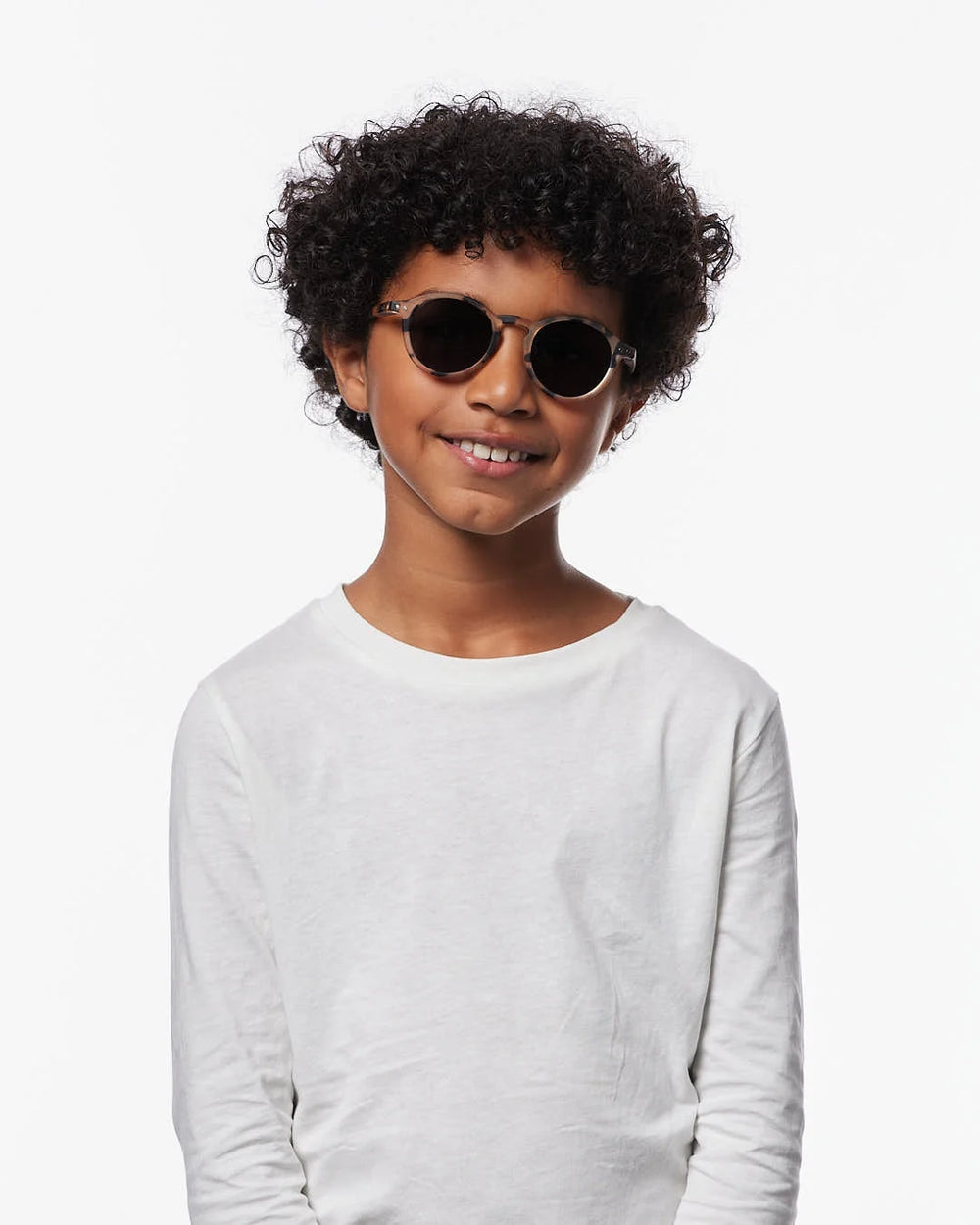 IZIPIZI CHILD #D Light Tortoise polarized kids sunglasses with beige and black Soft Touch frame and grey-green polarized lenses