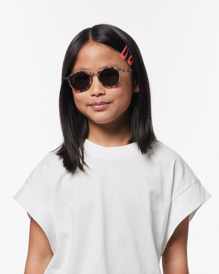 IZIPIZI CHILD #D Light Tortoise polarized kids sunglasses with beige and black Soft Touch frame and grey-green polarized lenses