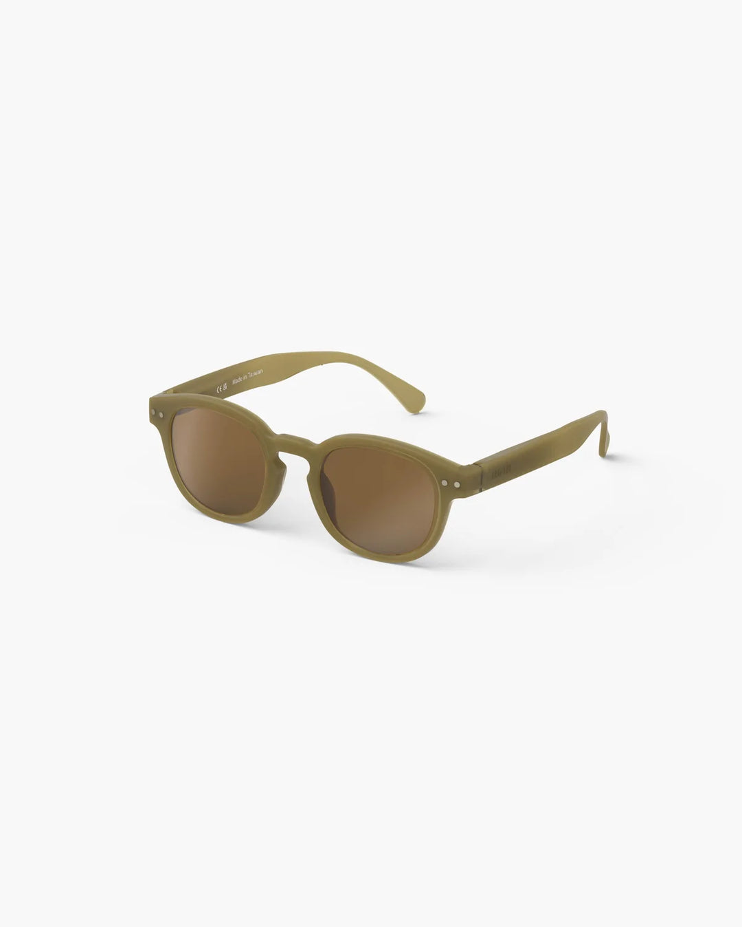 IZIPIZI CHILD #C Olive polarized kids sunglasses with shiny green frame, brown lenses and 100% UV protection