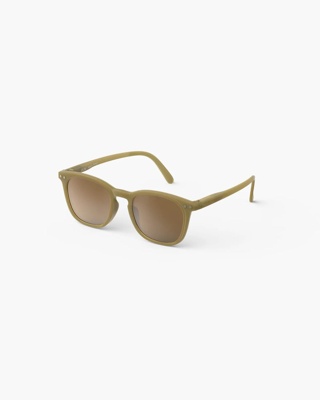 IZIPIZI CHILD #E Olive polarized kids sunglasses with glossy green rectangular frame and brown polarized lenses