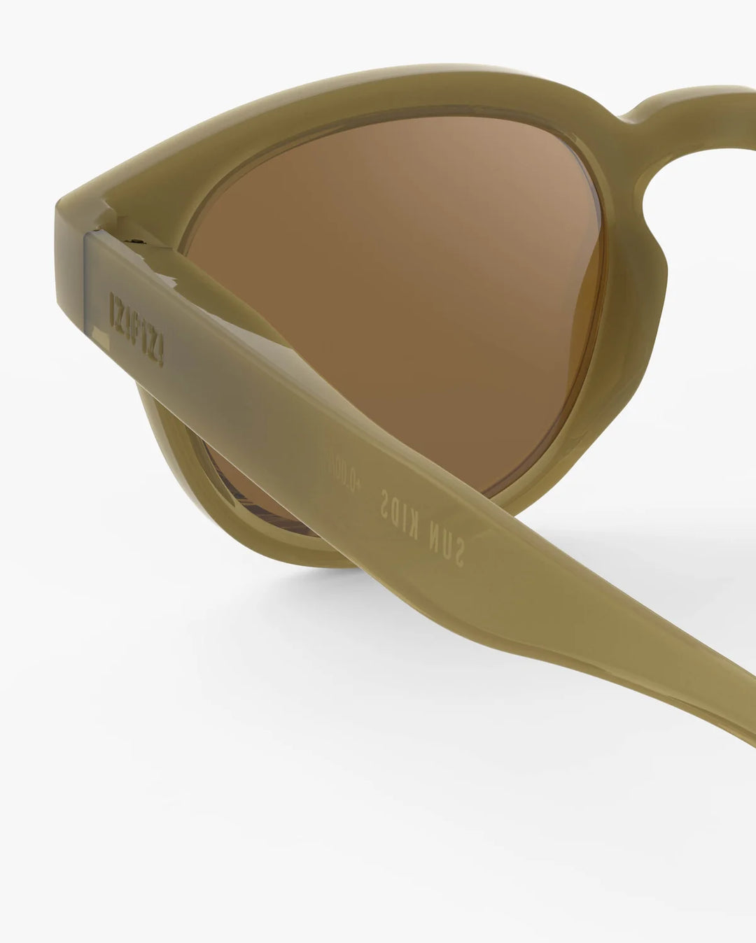 IZIPIZI CHILD #C Olive polarized kids sunglasses with shiny green frame, brown lenses and 100% UV protection