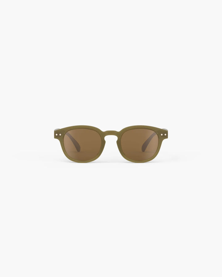 IZIPIZI CHILD #C Olive polarized kids sunglasses with shiny green frame, brown lenses and 100% UV protection