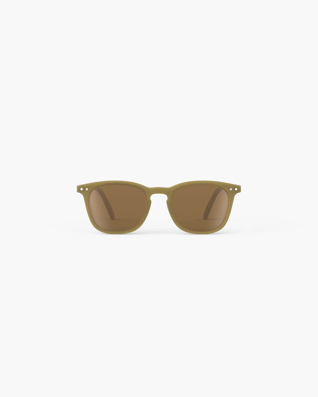 IZIPIZI CHILD #E Olive polarized kids sunglasses with glossy green rectangular frame and brown polarized lenses
