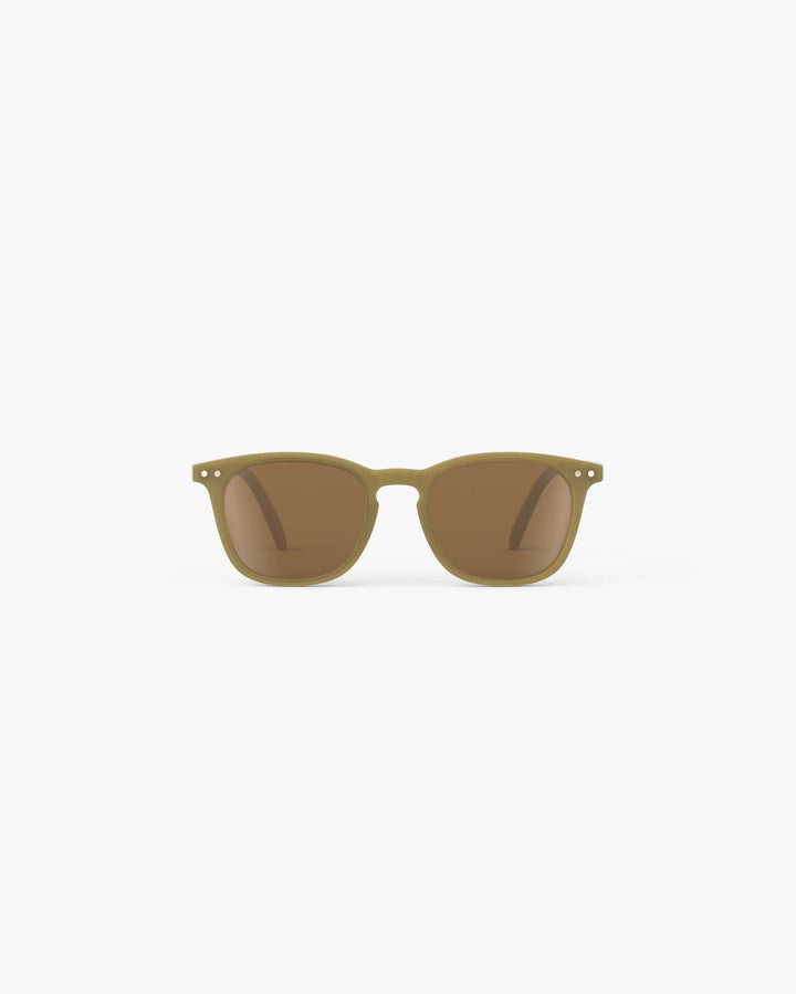 IZIPIZI CHILD #E Olive polarized kids sunglasses with glossy green rectangular frame and brown polarized lenses