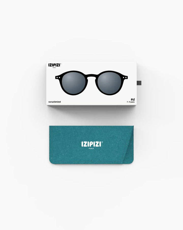 IZIPIZI CHILD #D Black polarized kids sunglasses with Soft Touch black pantos frame and grey-green polarized lenses