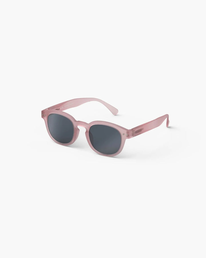 IZIPIZI CHILD #C Pink polarized kids sunglasses with soft-touch pale pink frame, grey-green lenses and 100% UV protection
