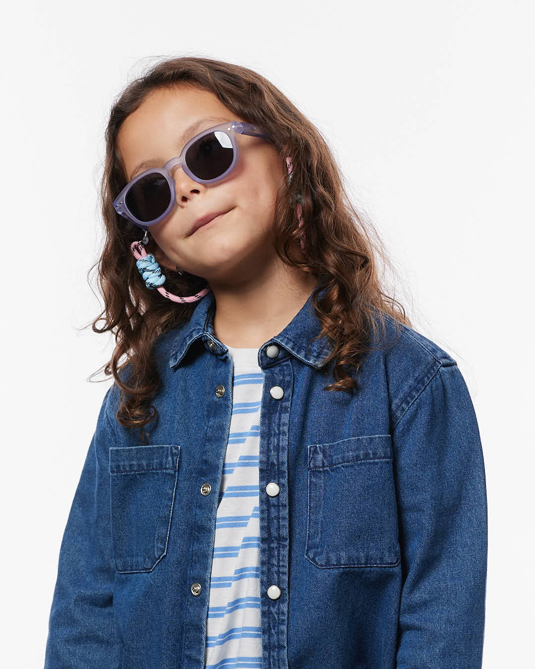 IZIPIZI CHILD #C Lavender polarized kids sunglasses with matte purple frame, grey-green lenses and 100% UV protection