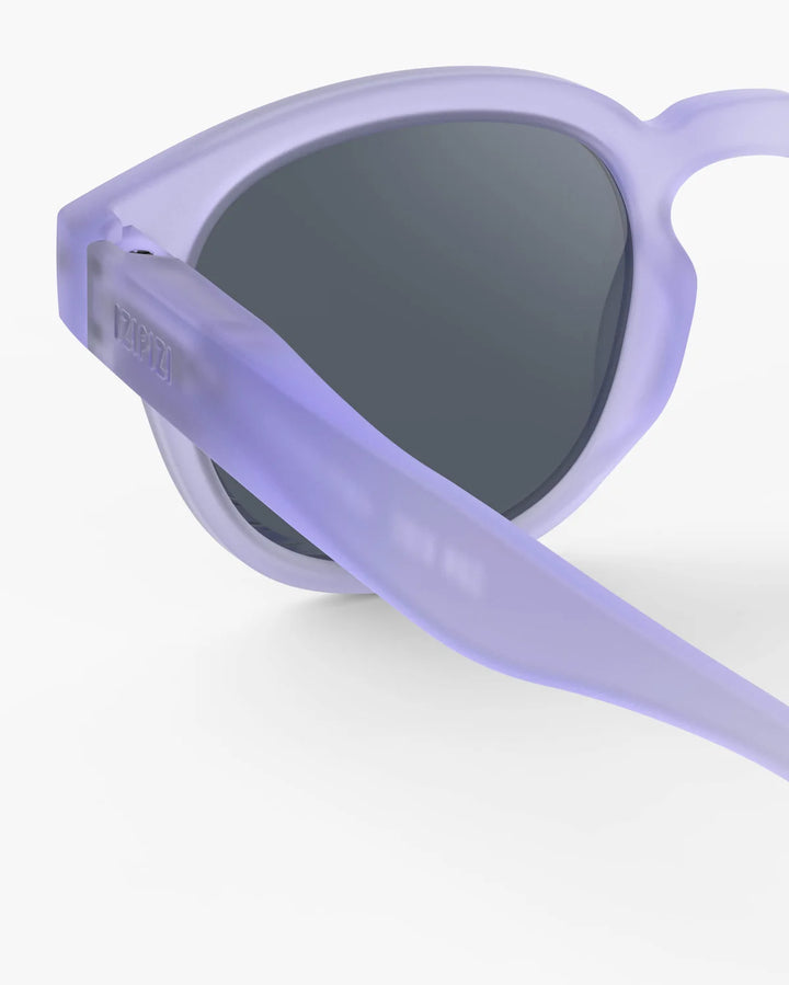 IZIPIZI CHILD #C Lavender polarized kids sunglasses with matte purple frame, grey-green lenses and 100% UV protection