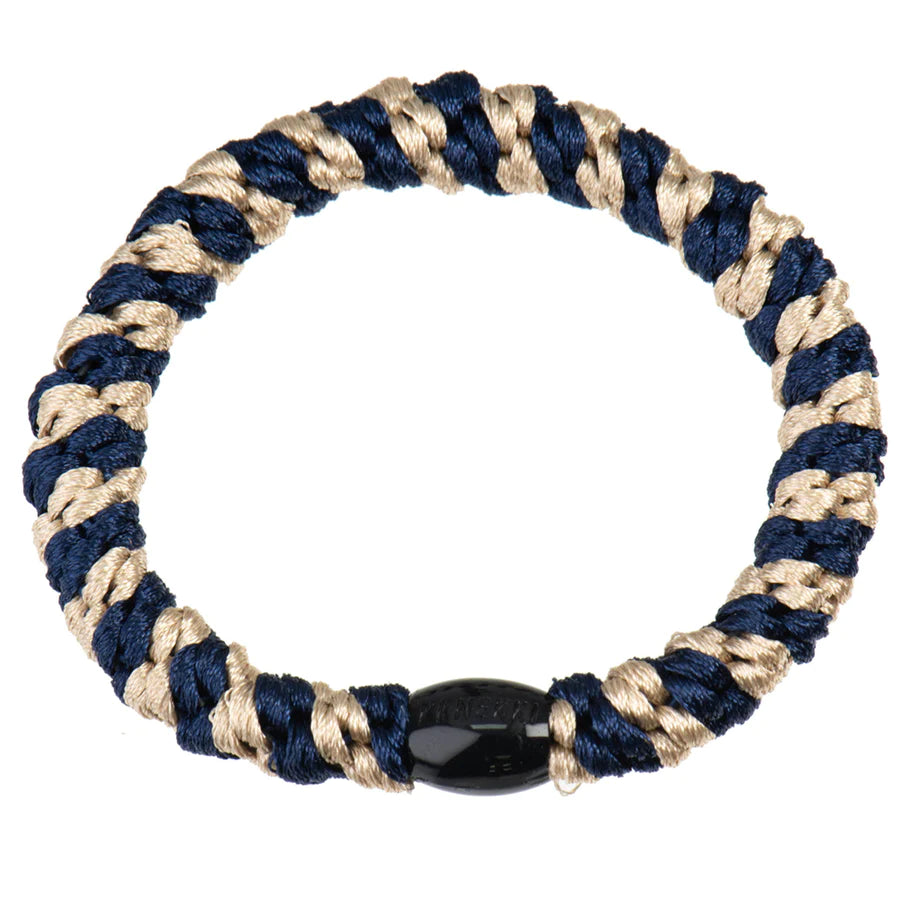 Hair Ties Navy Beige Glitter - المرن