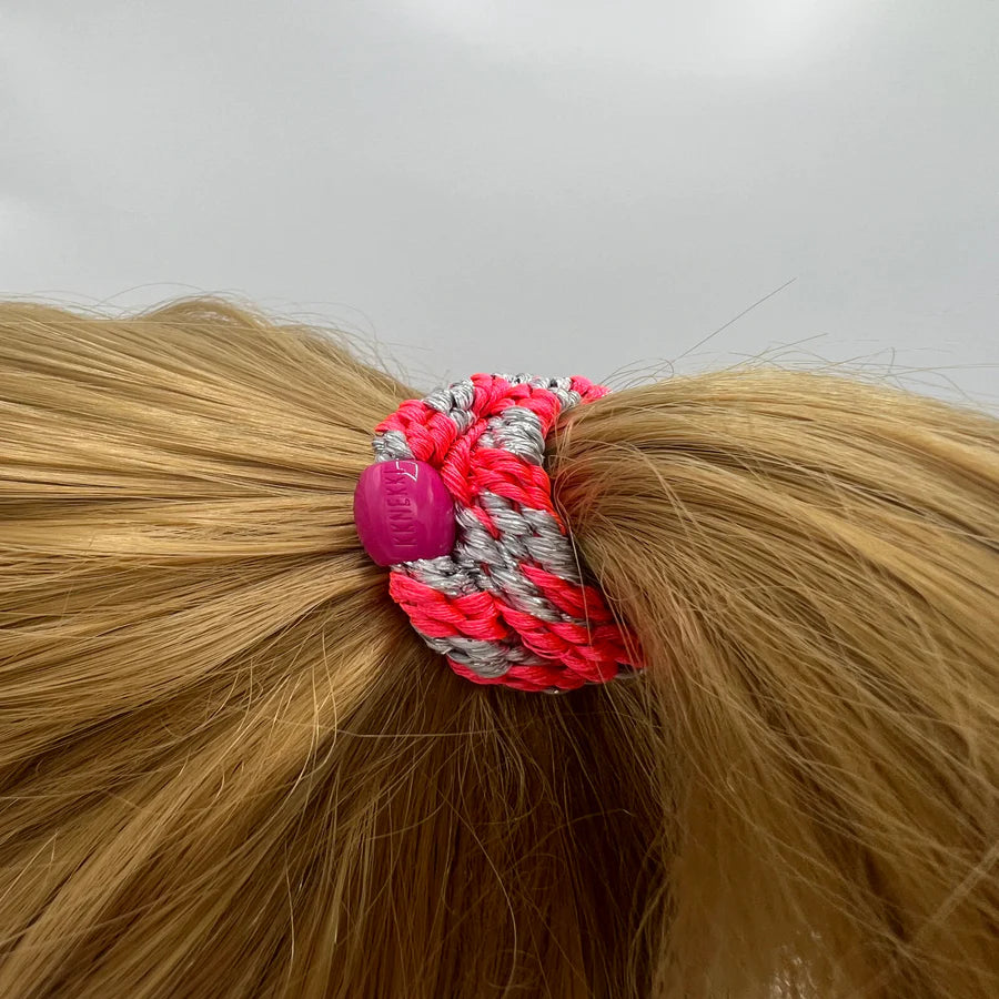 Hair Ties Pink Neon Silver Glitter - المرن