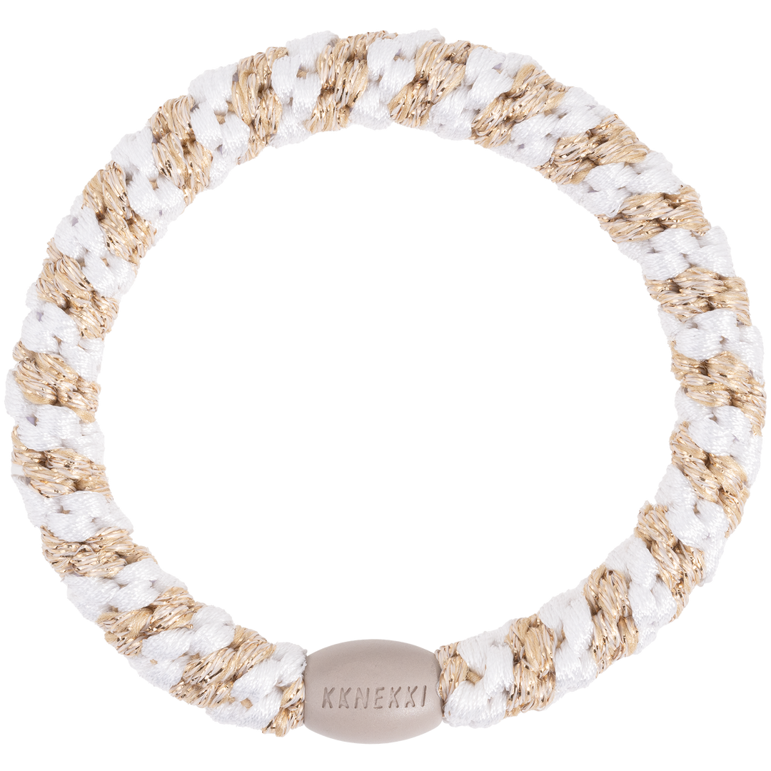 Hair Tie - Ivory Beige Glitter Stripe - المرن