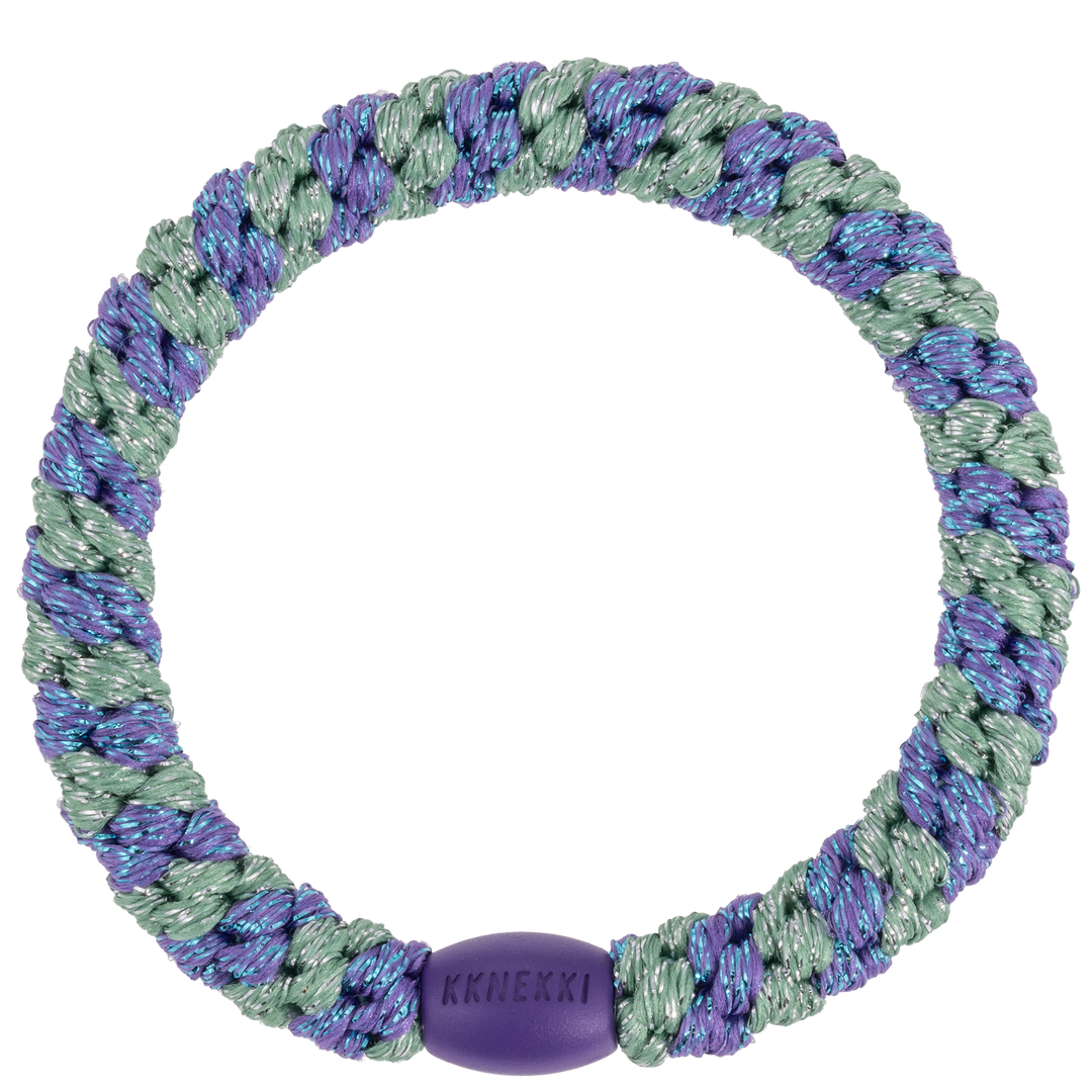 Hair Ties Purple Green Glitter Stripe - المرن