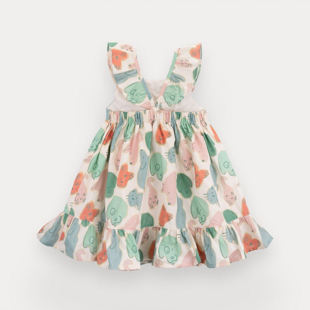 baby girl dress pastel animal print cotton
