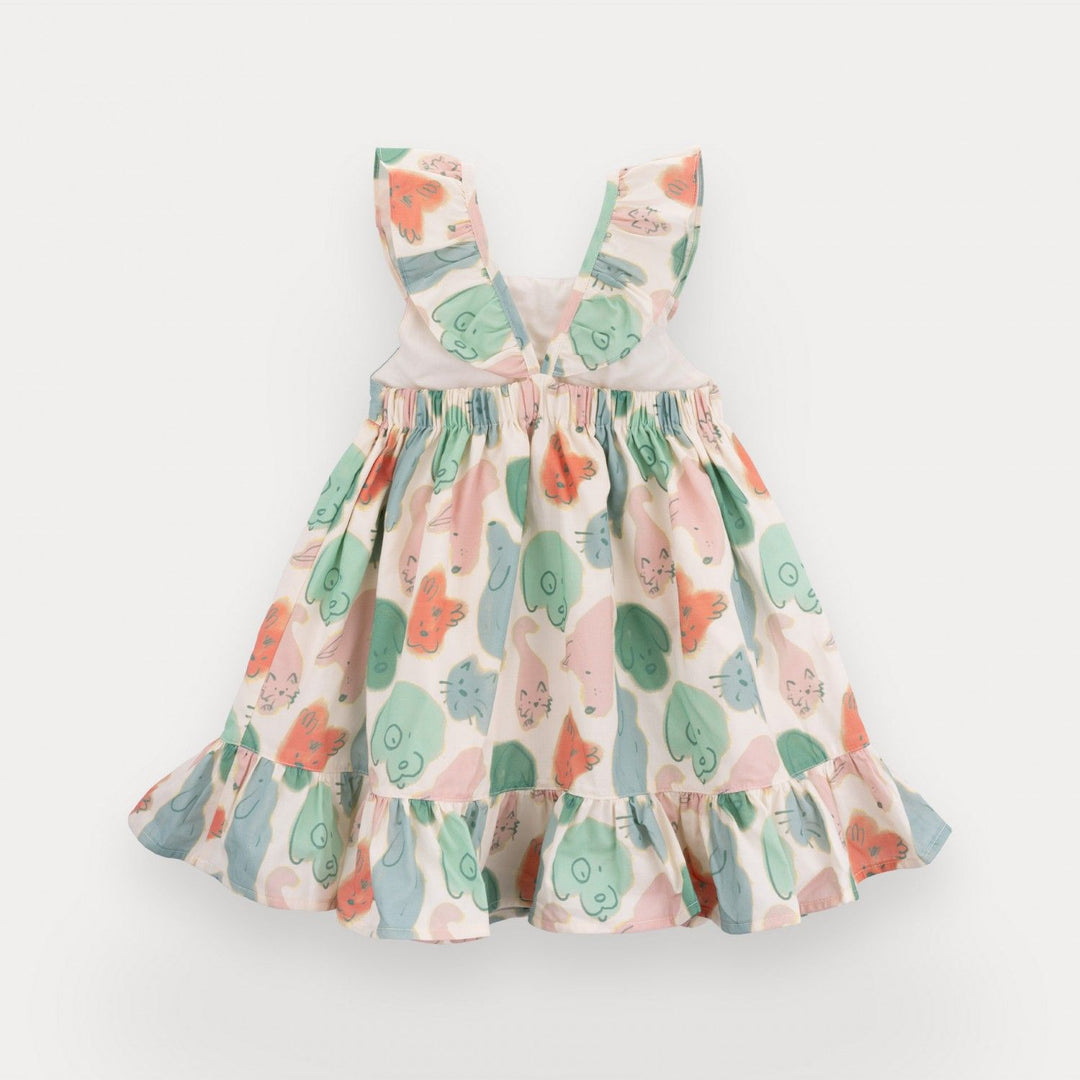 baby girl dress pastel animal print cotton
