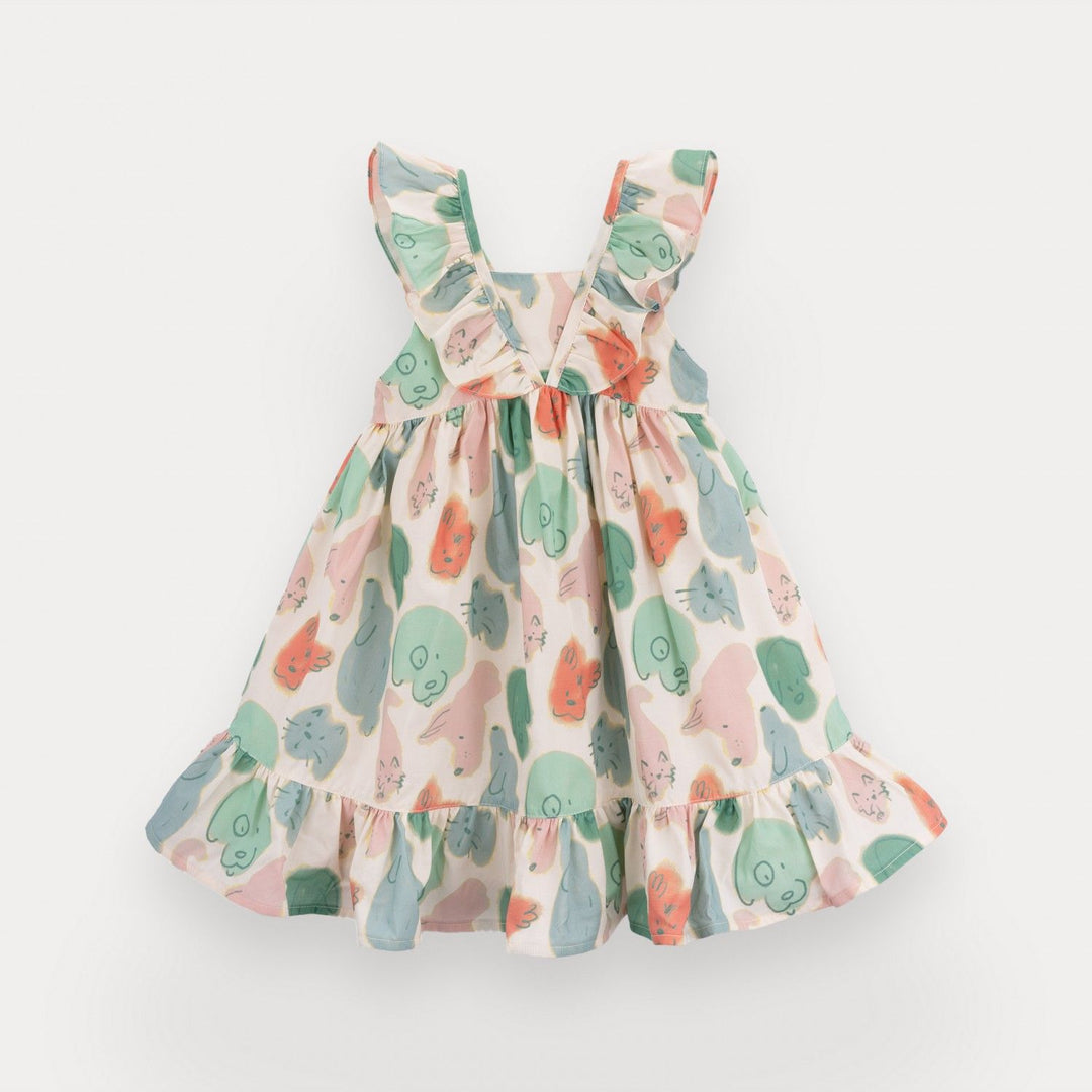 baby girl dress pastel animal print cotton

