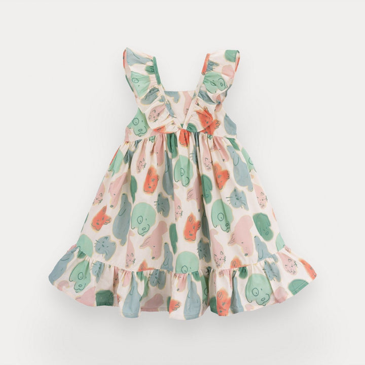 baby girl dress pastel animal print cotton
