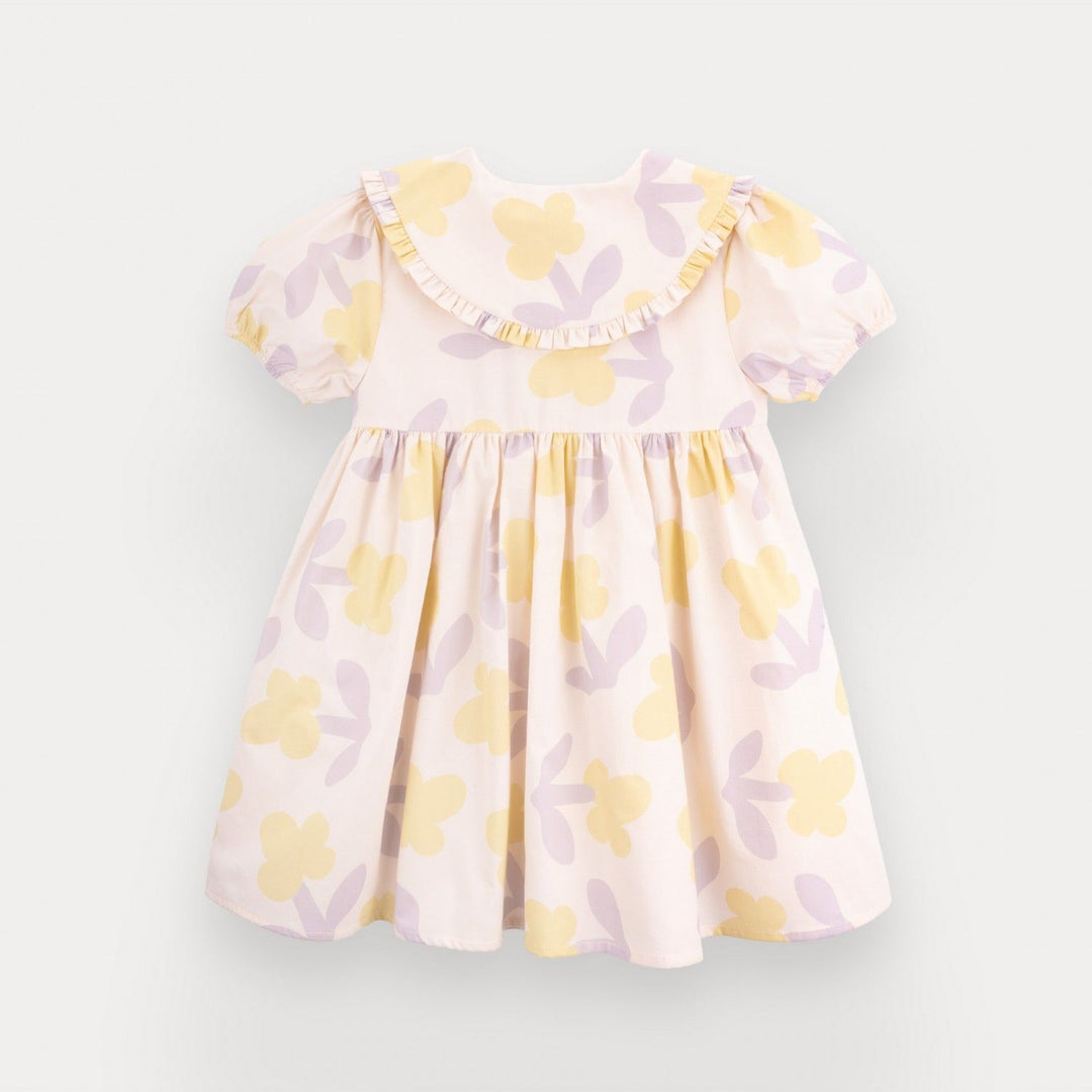 girl cotton dress floral ruffle collar summer
