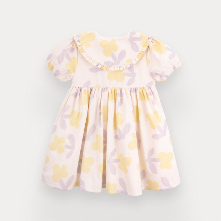 girl cotton dress floral ruffle collar summer
