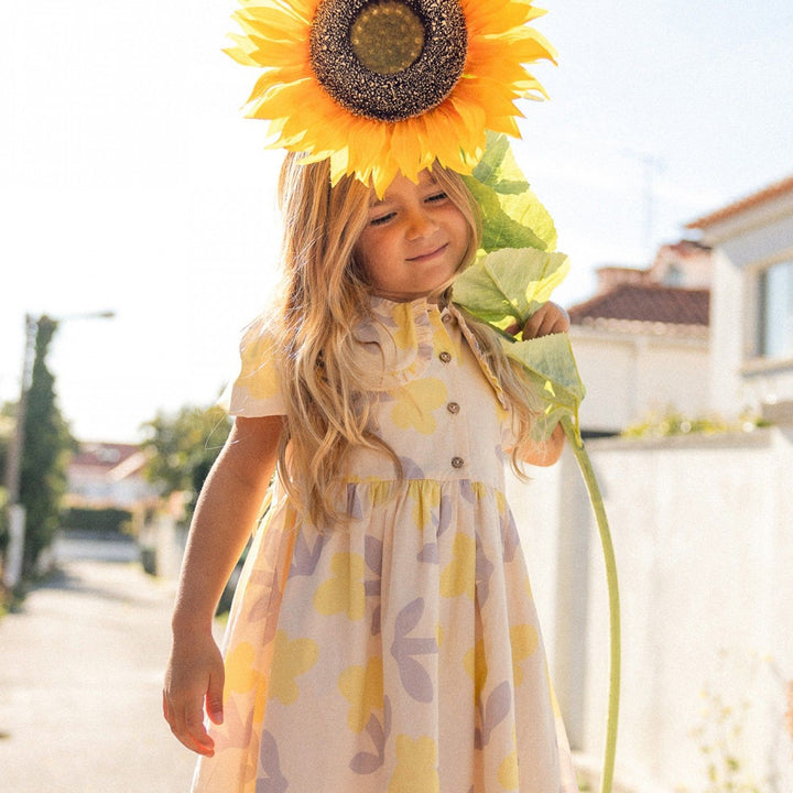girl cotton dress floral ruffle collar summer
