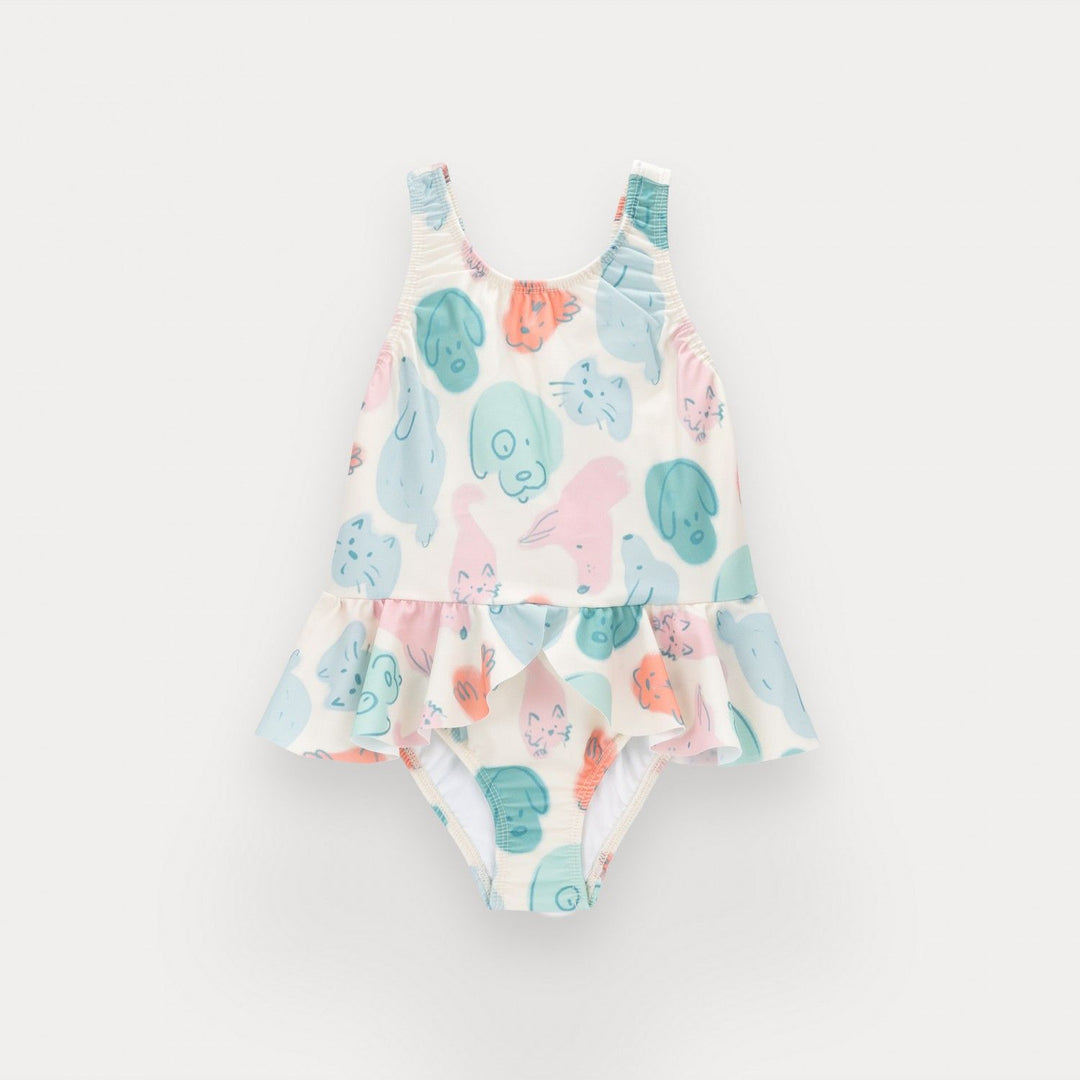 baby girl swimsuit pastel animal print ruffle
