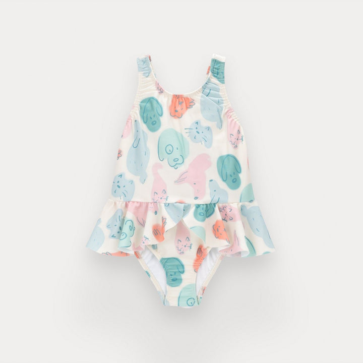 baby girl swimsuit pastel animal print ruffle
