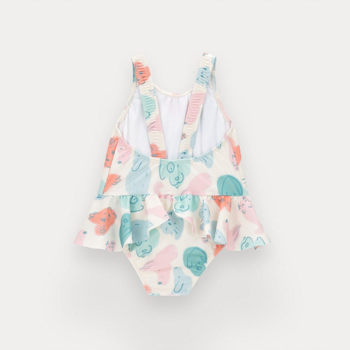 baby girl swimsuit pastel animal print ruffle
