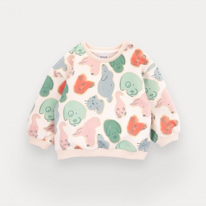 baby pastel animal print cotton sweatshirt
