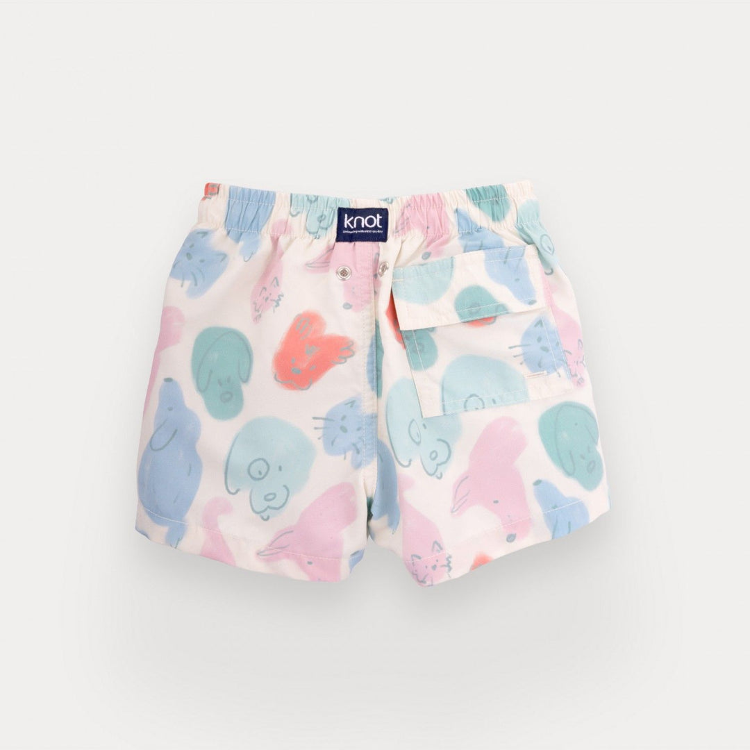 baby swim shorts pastel animal print
