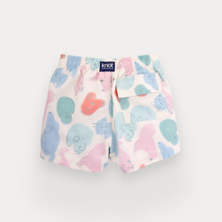 baby swim shorts pastel animal print
