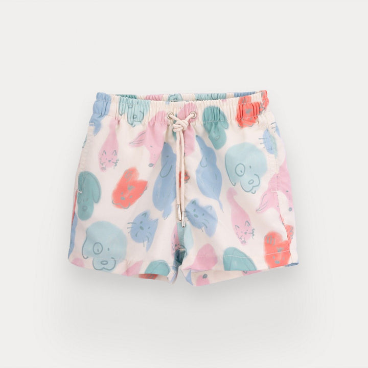 baby swim shorts pastel animal print
