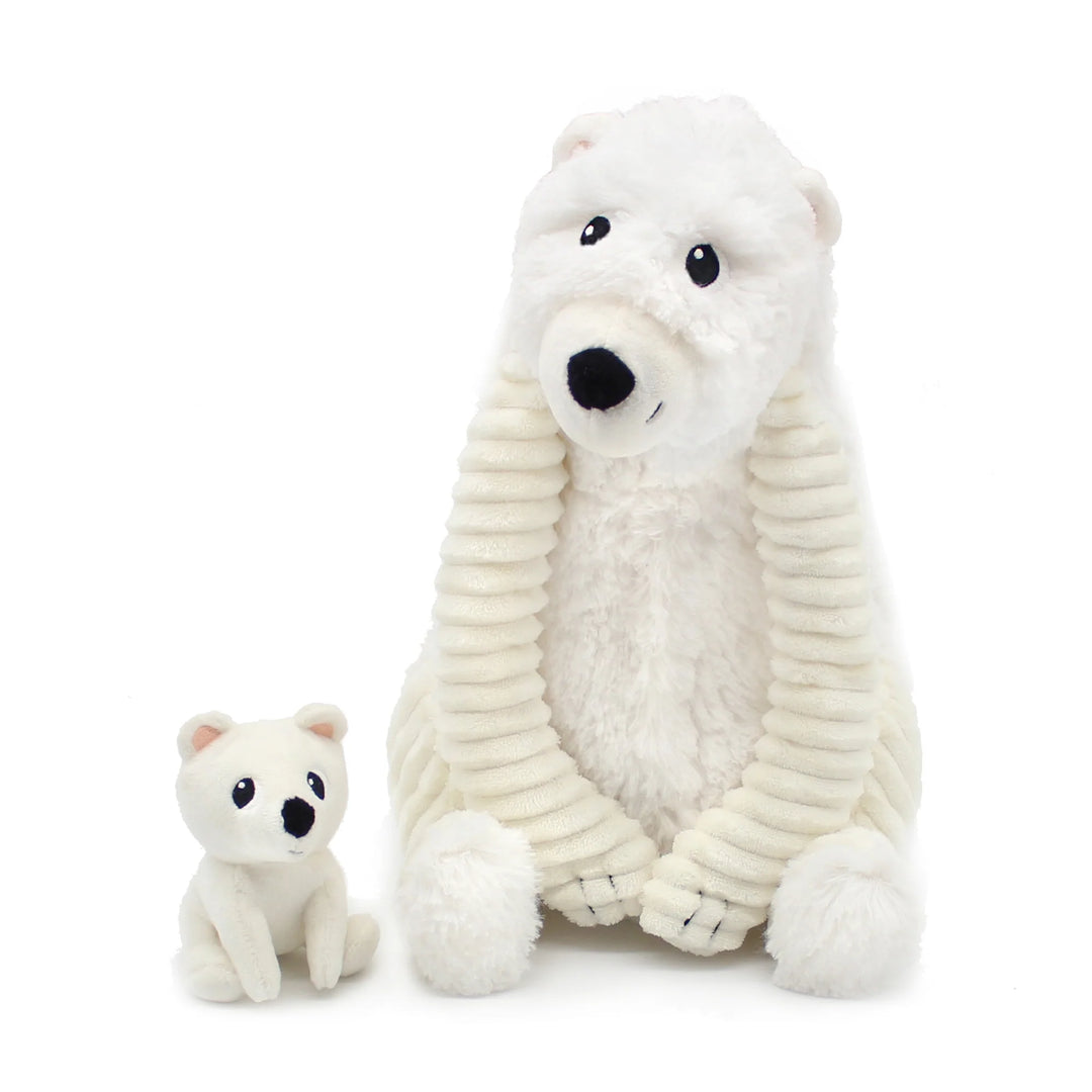 Grobidou white polar bear plush toy with baby bear – Les Ptipotos